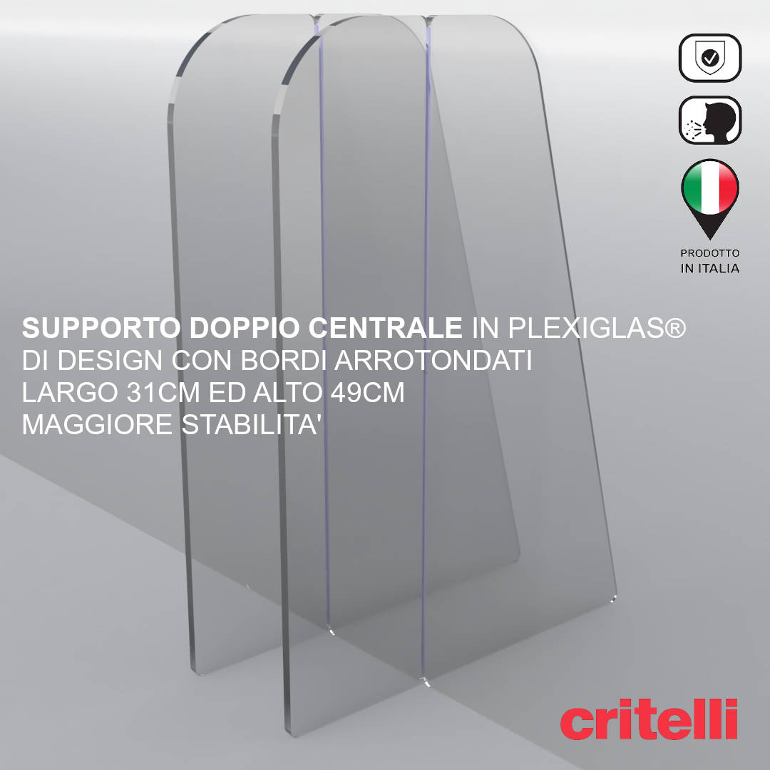 Barriera plexiglass e policarbonato parafiato di protezione con schermo trasparente fumè 200x100 cm con foro centrale - immagine 5