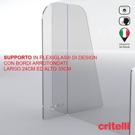 Elegante supporto in plexiglas con bordi arrotondati