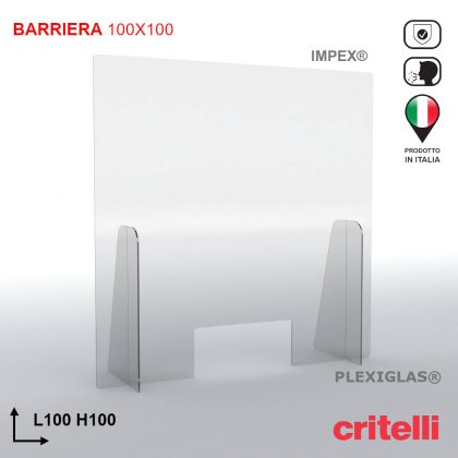 Barriera plexiglass e policarbonato parafiato di protezione con schermo trasparente fumè 100X100 cm