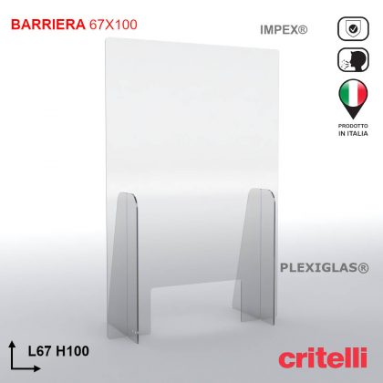 Barriera plexiglass e policarbonato parafiato di protezione con schermo trasparente fumè 67X100 cm
