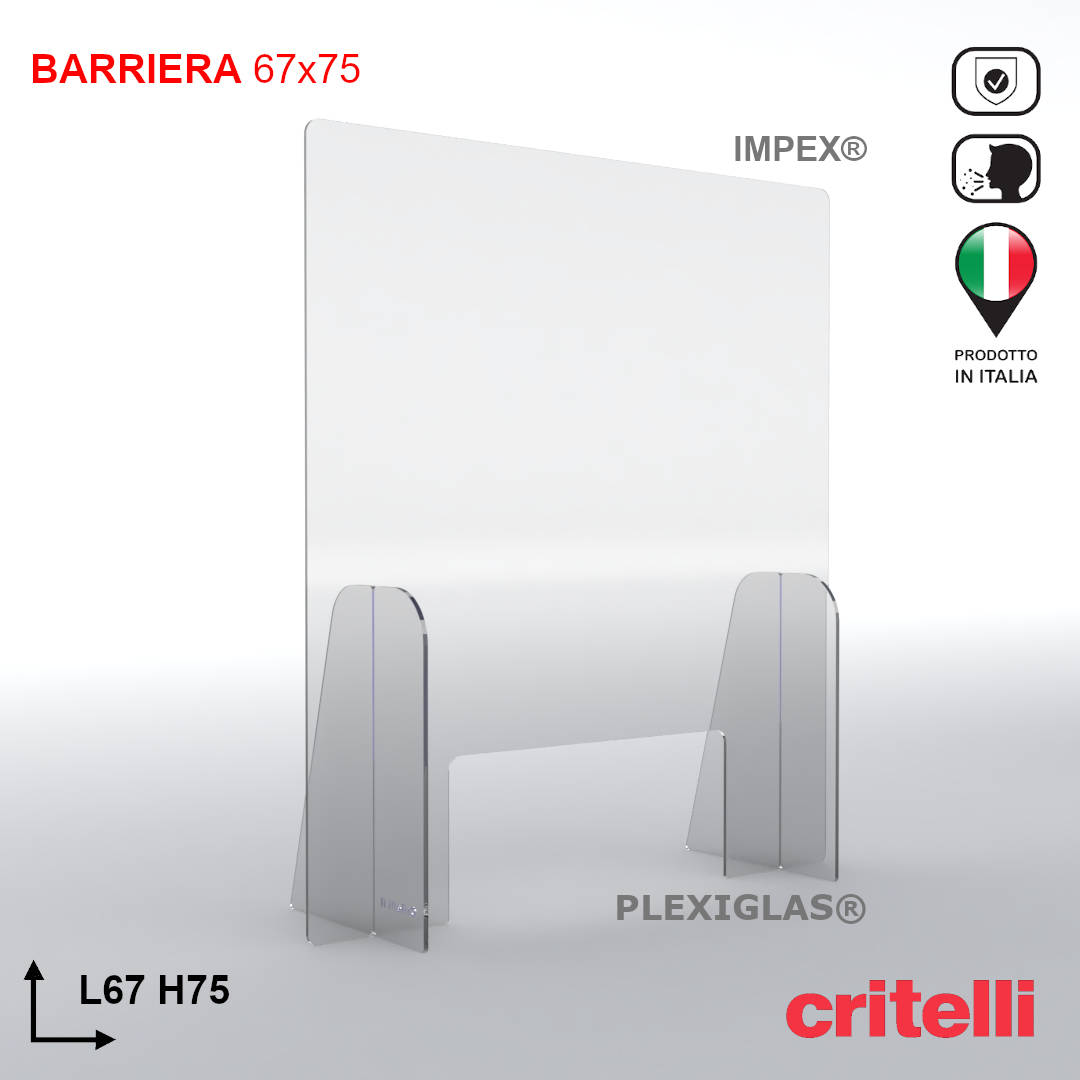 Barriera parafiato con schermo trasparente 67x75