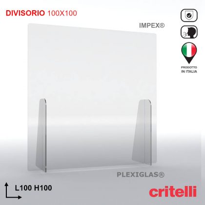 Divisorio separè parafiato di protezione con schermo trasparente L100 H100 cm TOP