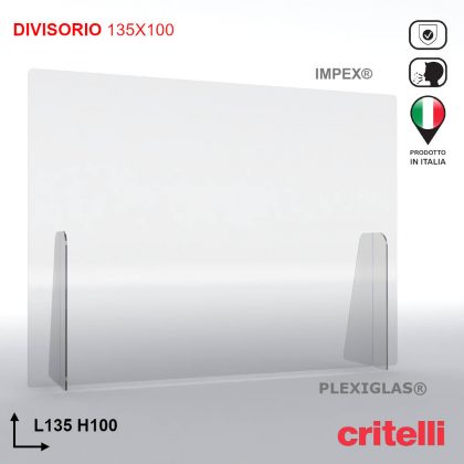 Divisorio separè parafiato di protezione con schermo trasparente L135 H100 cm TOP