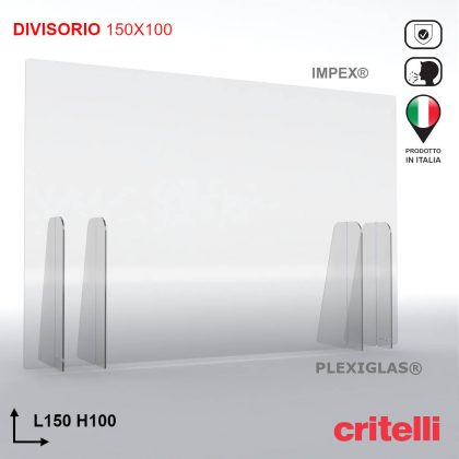 Divisorio separè parafiato di protezione con schermo trasparente L150 H100 cm TOP