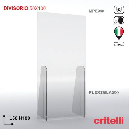 Divisorio separè parafiato di protezione con schermo trasparente L50 H100 cm TOP