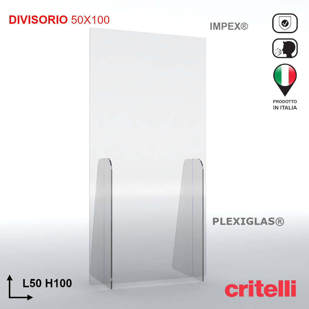 Barriera plexiglass e policarbonato divisoria di protezione trasparente L50 H100 cm