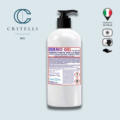 Dermo gel igienizzante disinfettante mani a base di Alcool al 75% 1.000 ml
