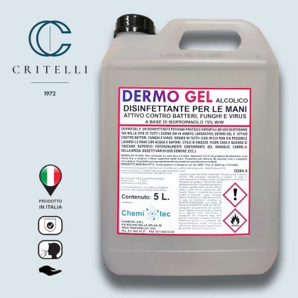 gel igienizzante mani Dermogel base alcool isopropilico al 75percento
