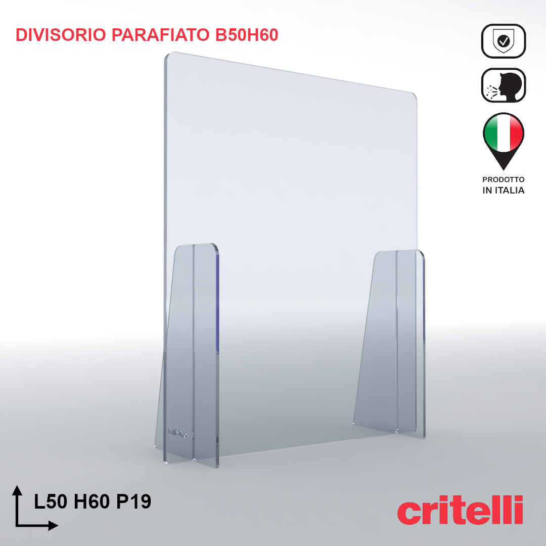 Divisorio barriera parafiato antiurto separè trasparente 50X60S3
