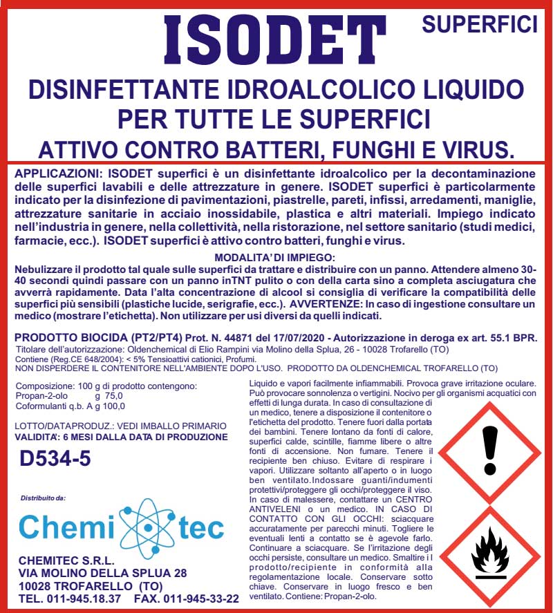 Isodet igienizzante decontaminante professionale disinfettante