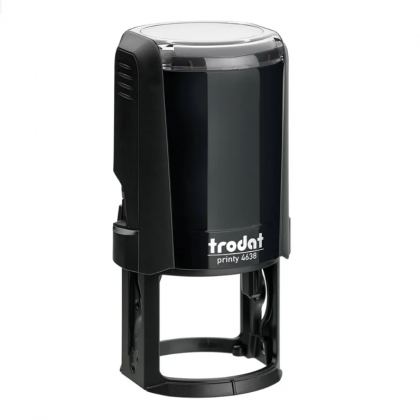 TTRODAT PRINTY 4638 Timbro Autoinchiostrante Rotondo Nero Diametro Ø 38 mm Testo a 8 righe con Cartuccia Nera
