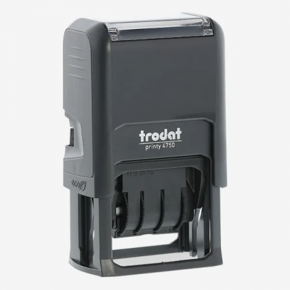 TRODAT PRINTY 4750/L7 Timbro Autoinchiostrante Rettangolare Datario data italiana 41 x 24 mm con testo commerciale REGISTRATO e Blister Cartuccia Blu e Rossa