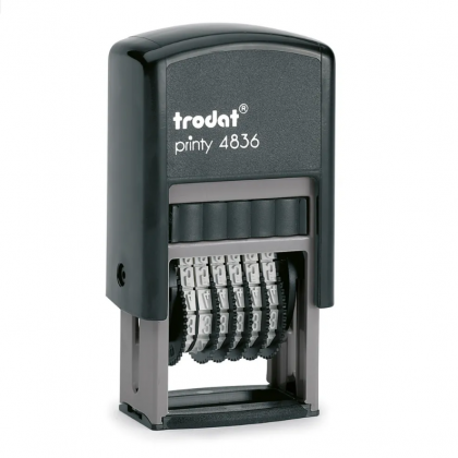 TRODAT PRINTY P2 4836 Timbro Numeratore Autoinchiostrante a 6 Colonne Eco Nero Altezza Caratteri 3,8 mm Larghezza 15 mm con Cartuccia Nera