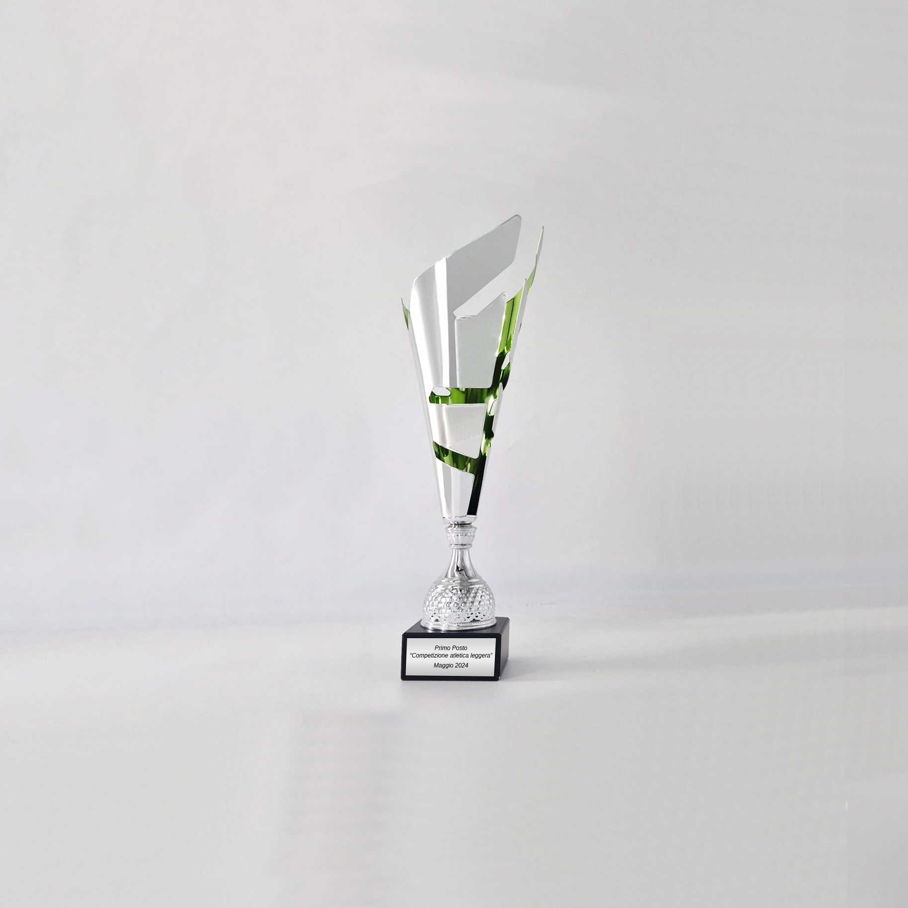 Coppa trofeo argentato a foglia per premiazioni ed eventi