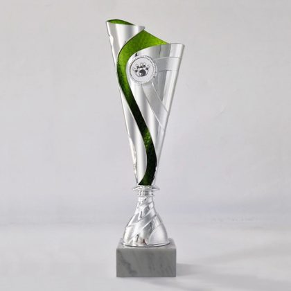 Coppa trofeo argentato a foglia per premiazioni ed eventi
