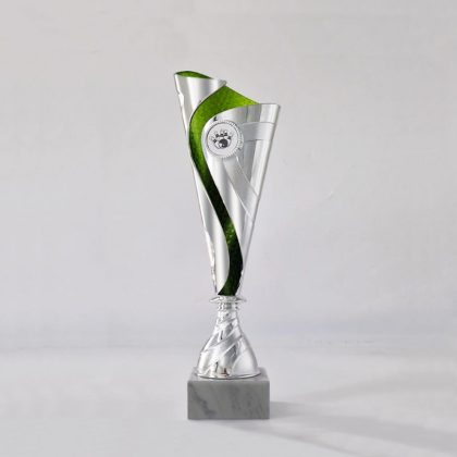 Coppa trofeo argentato a foglia per premiazioni ed eventi
